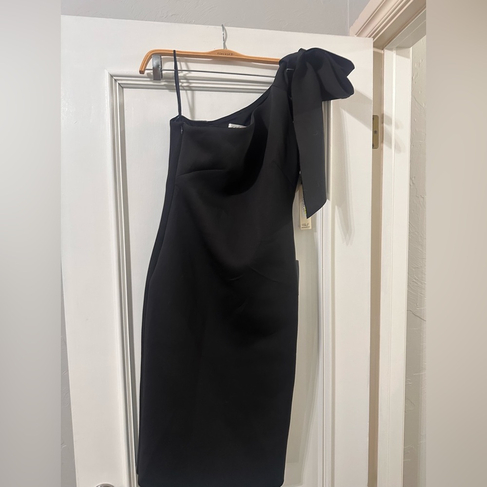 Eliza J Elegant Black One-Shoulder Dress